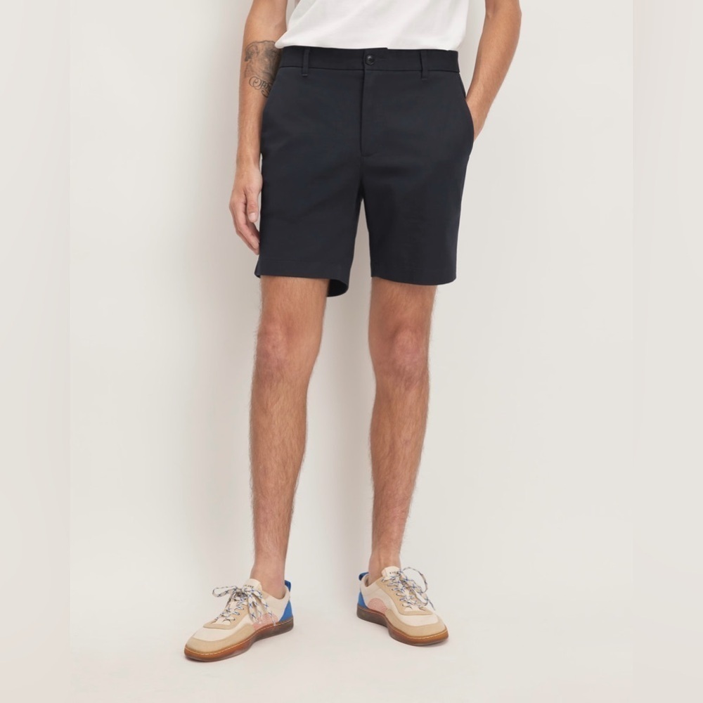 NWT EVERLANE The 7" Slim Fit Performance Chino Short Men's 30 Navy Blue Uniform